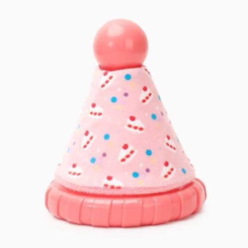 Hugsmart - Sípoló gumijáték plüss borítással - Party Hat (pink)